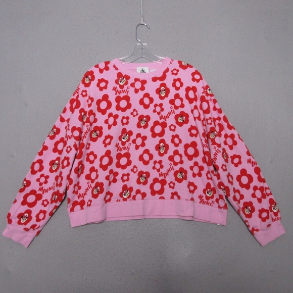 Disney Sweaters - Disney Parks Minnie Mouse Collection Women Large Pink Red Flower Comfort Relaxed